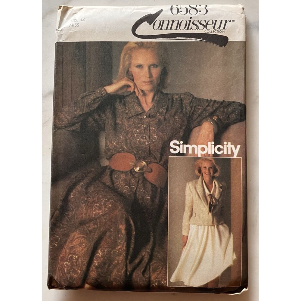 Vintage Simplicity Pattern 6583 Women’s Dress & Lined Jacket Size 14‎ Uncut 1984